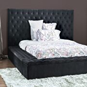 Dark gray flannelette transitional style platform king bed main photo