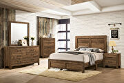 Light walnut wood grain finish rustic bed