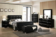 Black/ chrome fully upholstered frame bed main photo