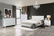 White padded leatherette contemporary style bed