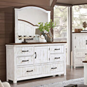 Distressed white/ walnut plank design transitional dresser