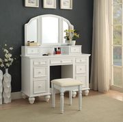 Athy (White) 3-sided mirror white vanity + stool set