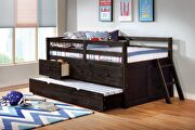 Wire-brushed black loft-style design twin bed main photo