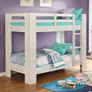 Wire-brushed white solid wood twin/twin bunk bed main photo