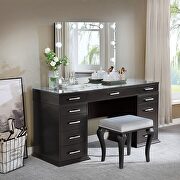 Valentina (Gray) Obsidian gray glam mirror style vanity and stool set