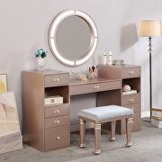 Tiffany blush glam mirror style vanity and stool set main photo