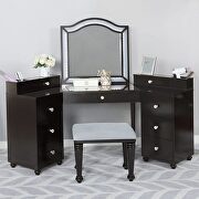 Obsidian gray glam mirror style vanity and stool set