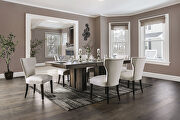 Beige/ espresso natural solid wood grain dining table main photo