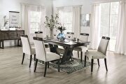 Beige/ gray wood grain finish dining table