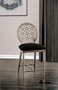 All metal round dining chair with black padded microfiber