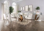 Contemporary white/natural glass top dining table