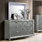 Silver embossed art deco pattern w/ mirror trims dresser