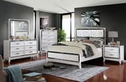 White/mirrored contemporary style inlay king bed main photo