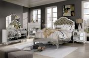 Glamour glam style silver / mirrored queen bed