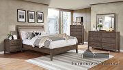 Warm gray/ beige wood grain finish transitional bed