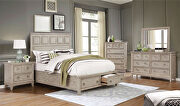 Natural tone/ beige wood grain finish transitional bed