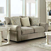 Solid construction and plush polyester-blend upholstery loveseat