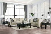 Ivory Chenille Fabric / Tufted Back Transitional Sofa
