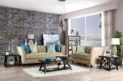 Camel Chenille Fabric / Tufted Back Transitional Sofa