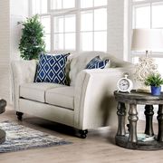 Ivory Linen-like Fabric US-made Transitional Loveseat