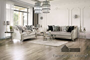 Transitional style silver/ black chenille fabric sofa
