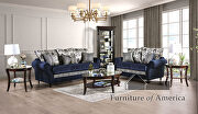 Royal quality and classic elegant design navy/ silver chenille fabric sofa main photo