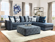Transitional blue microfiber fabric sectional sofa
