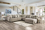 Transitional light gray chenille fabric sectional sofa