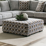 Padded seating and a stylsh pattern gorgeous ottoman