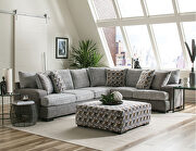 Transitional two tone microfiber fabric sectional sofa