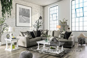 Gray upholstery and black throw pillows sectional sofa main photo