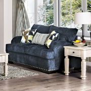 Navy Contemporary US-made Chenille Fabric Loveseat