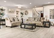 Traditional design beige chenille fabric sofa main photo