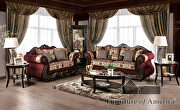Transitional style burgundy/ brown chenille fabric sofa main photo