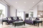 Purple chenille fabric sloped arms sofa main photo