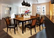 Acacia/black two tone finish contemporary dining table