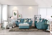 US-Made turquoise transitional fabric sofa main photo