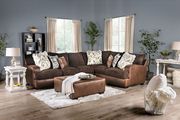 Leatherette / microfiber warm brown casual style sectional main photo