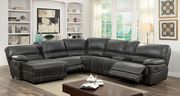 Dark gray leather recliner sectional sofa main photo