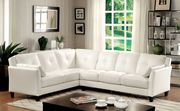 Peever (White) Leatherette white sectional sofa in casual style