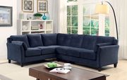 Casually styled sectional sofa in navy fabric main photo