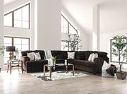 Dark brown chocolate fabric sectional sofa main photo