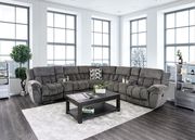 Gray flannelette fabric oversized recliner sectional main photo