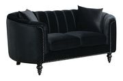 Black fabric contemporary loveseat w/ rounded arms main photo