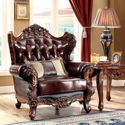 Classical design top grain brown leather chair main photo