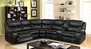 Black leatherette sectional sofa main photo