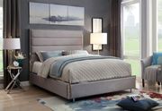 Low-profile gray fabric bed in contemporary style main photo