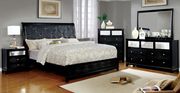 Crocodile leather style king bed in black main photo