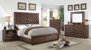 Tall headboard wood inlay design king bed main photo