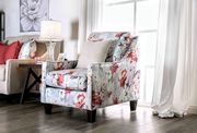 Transitional ivory/multicolor fabric chair made in US